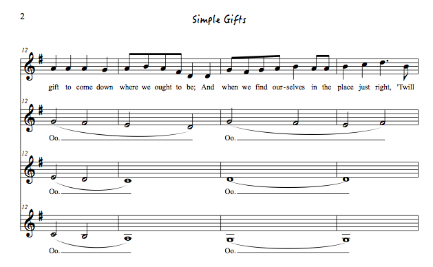 Simple Gifts for SSAA a cappella by Julie Gaulke