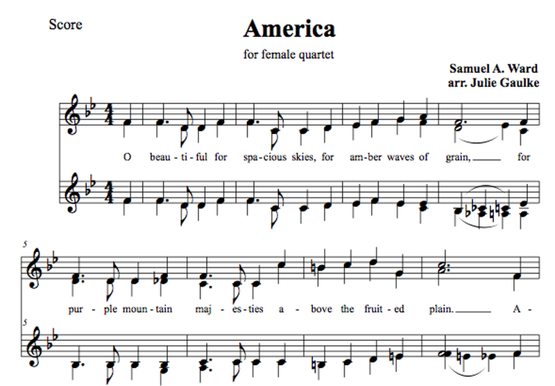 America (The Beautiful) SSAA quartet