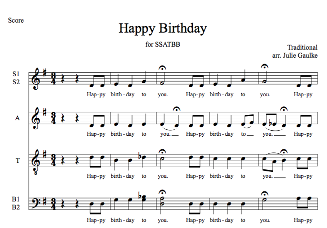 Happy Birthday 6 part - Pianomom's Sheet Music